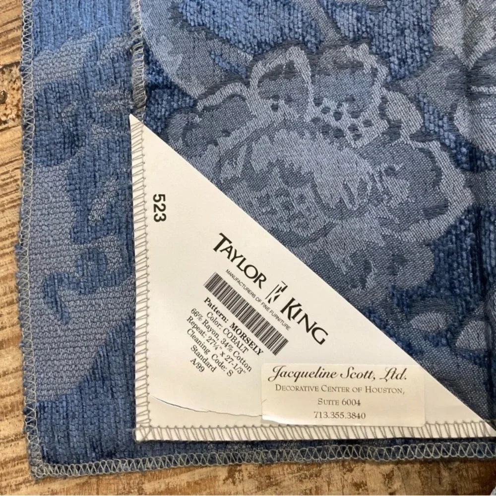8pcs Fabric Samples Lot - Rustic Blues and Greys Paisley Damask Solid